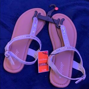 Beaded T-Strap Sandals